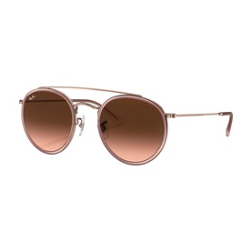 Ray-Ban round double-bridge sunglasses in rose gold metal with gradient brown lenses