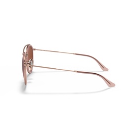 Ray-Ban sunglasses in rose gold metal frame with pink gradient lenses, shown from the side angle