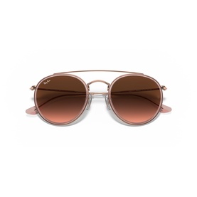Ray-Ban round double-bridge sunglasses in pink-bronze with gradient brown lenses and pale pink arms