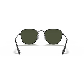 Ray-Ban sunglasses in black metal frame with green lenses, rear view showing temples and bridge detail