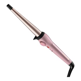 Remington Curling Wand in pink with rose gold tapered barrel and clip-free conical design