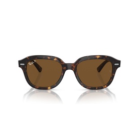 Ray-Ban sunglasses in tortoiseshell brown acetate with square frames and brown lenses, front view