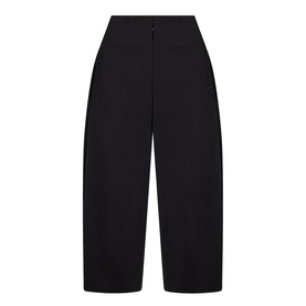 Source Unknown Bimba Pintuck Trousers in black, wide-leg cropped silhouette with high waist, pintuck detailing and clean hems