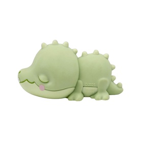 Tonies sleeping dinosaur character soft toy in sage green with spikes and rosy cheeks, small size