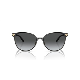 Versace cat-eye sunglasses in black metal with gold Medusa stud detail and grey gradient lenses