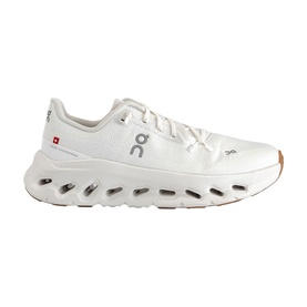 On Running men's trainer in white ivory, mesh upper with cloud sole unit and Swiss flag detail, lace fastening