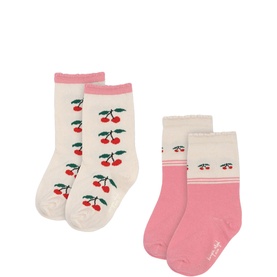 Jacquard Cherry Socks Two Pack