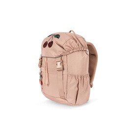 Konges Sl&oslash;jd Cherry backpack in dusty pink with cherry appliqu&eacute; detail, elasticated front pocket and rose gold hardware