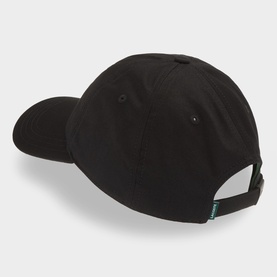 Lacoste black cotton cap, rear view showing adjustable back strap and green Lacoste tab detail