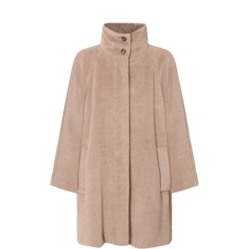 Marella TurtleDove alpaca and wool blend coat with funnel neck, button fastening, and side pockets