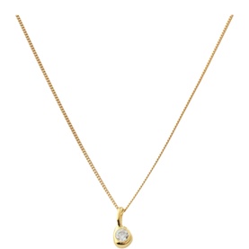 Juvi April Mini Birthstone Charm Necklace in red gold, 18kt gold-plated sterling silver chain with round cubic zirconia bezel pendant