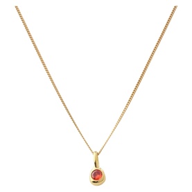 Juvi July Mini Birthstone Charm Necklace in red gold, 18kt gold-plated sterling silver chain with round red cubic zirconia pendant