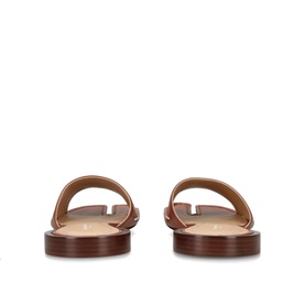 Martin Margiela Tabi Sandals Flats in tan leather, rear view showing split-toe detail and flat wooden sole