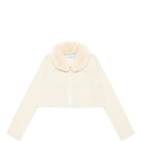Faux Fur Collar Bolero Cardigan