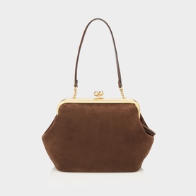 Kisslock Suede Clutch Bag