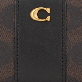 Coach Small Wallet in Walnut Black signature coated canvas with black leather trim and gold-tone C logo hardware detail