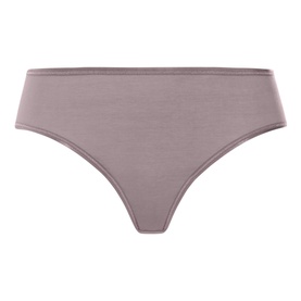 Hanro brief in Stormy Rose, smooth fabric with wide waistband, mid-rise cut with minimal back coverage