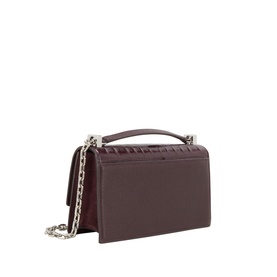 Kate Spade Blackberry Jam leather crossbody bag with top handle, silver chain strap, and quilted flap detail