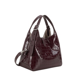 Kate Spade Blackberry Jam leather croc-embossed crossbody bag with dual top handles and silver-tone buckle detail