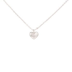 Kate Spade Puffed Heart Pendant Necklace in silver with cubic zirconia accent on a fine cable chain