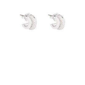 Kate Spade clear and silver cubic zirconia pav&eacute; huggie hoop earrings in brass with titanium posts