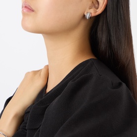 Tiny Twinkles Pave Trio Huggie Earrings