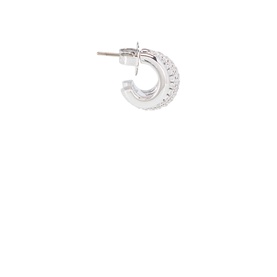 Kate Spade clear cubic zirconia small hoop earring in silver-tone brass, single piece shown on white background