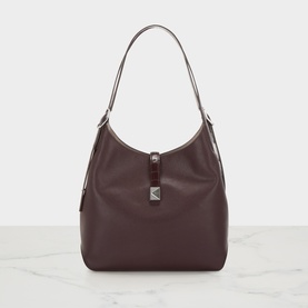 Kate Spade blackcurrant jam leather shoulder bag with silver-tone hardware, single top handle and zip closure