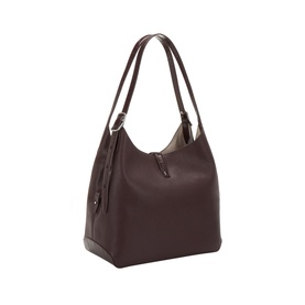 Kate Spade leather shoulder bag in Blackcurrant Jam with silver-tone hardware, dual top handles, and small side pocket