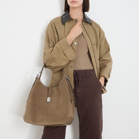 Deco Suede Large Shoulder Bag