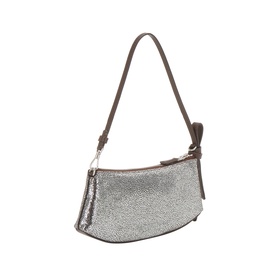 Kate Spade shoulder bag in Hot Fudge Multi, silver crackle leather body with brown leather strap and silver-tone hardware