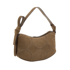 Kate Spade driftwood leather shoulder bag with circle appliqu&eacute; detailing, top handle, side zip fastening, and knot accent