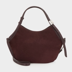 Kate Spade Blackberry Jam leather tote bag with suede body, silver-tone hardware, top handle and detachable crossbody strap