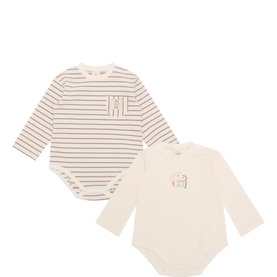 Cupcake Graphic Solid & Striped Bodysuits Two-Pack Set