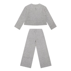 Mayoral Mix Grey 2-piece set with long-sleeve top and wide-leg trousers, shown flat, back view