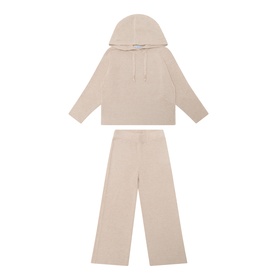 Mayoral Seed 2 Piece set with hooded knit top with drawstring and wide-leg trousers in cotton-acrylic blend