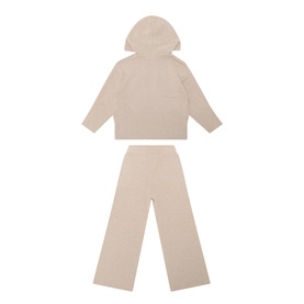 Mayoral 2 Piece set in Seed, featuring a hooded pullover top and wide-leg trousers in cotton-acrylic blend
