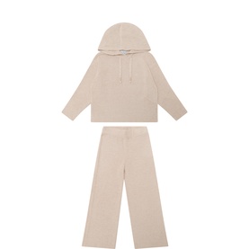 Knitted Hoodie & Wide Leg Trousers Two-Piece Set