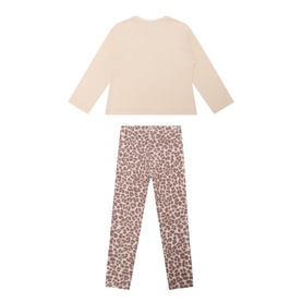 Mayoral 2 Piece set in chestnut; cream long-sleeve top and leopard print leggings in cotton blend