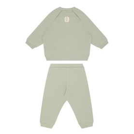 Mayoral 2 Piece marbled sage green cotton sweatshirt and jogger set with small logo badge, rear view