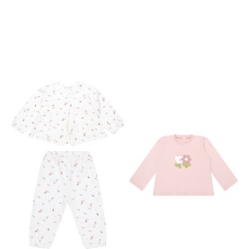 Floral Sweatshirt, T-Shirt & Sweatpants Three-Piece Set