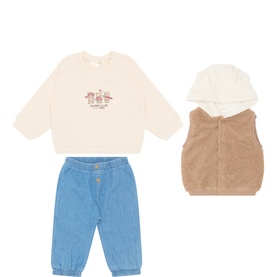 Flying Club Gilet, Sweatshirt & Jeans Three-Piece Set