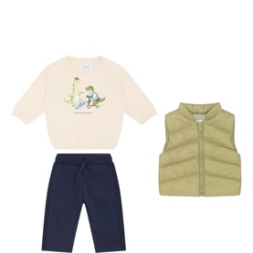 Dino Friends Top, Sweatpants & Gilet Three-Piece Set