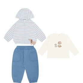 Hoodie, Long-Sleeved Top & Track Pants Three-Piece Set