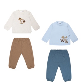 Playful Embroidery T-Shirt & Sweatpants Four-Piece Set