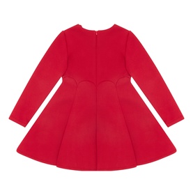 Mayoral raspberry long-sleeve girls' dress with scallop-edge waist detail and full flared skirt, back zip fastening