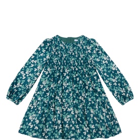 Floral Print Smocked Velvet Dress