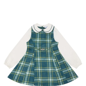 Faux Suede Check Pinafore Dress