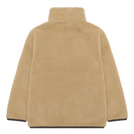 Mayoral Logo Zip Fleece Jacket in hazelnut, rear view showing funnel neck, sherpa fleece texture and contrast cuffs