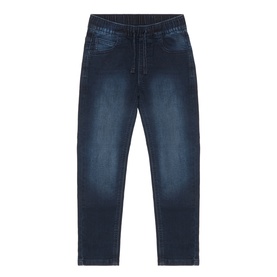 Mayoral children's blue black denim jeans with elasticated waist, tapered leg, and faded wash detail